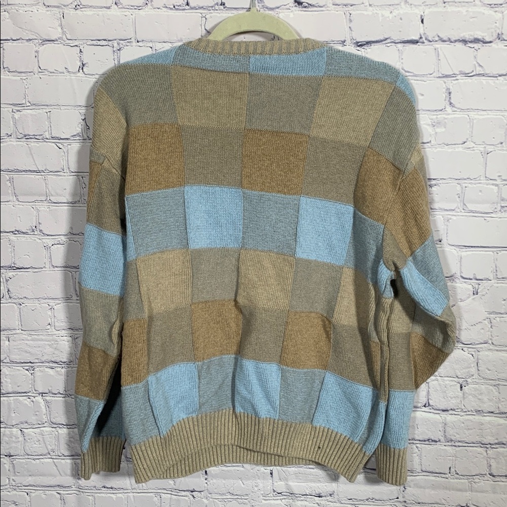 Norm Thompson 3d Knit Checkered Patchwork Sweater… - image 6